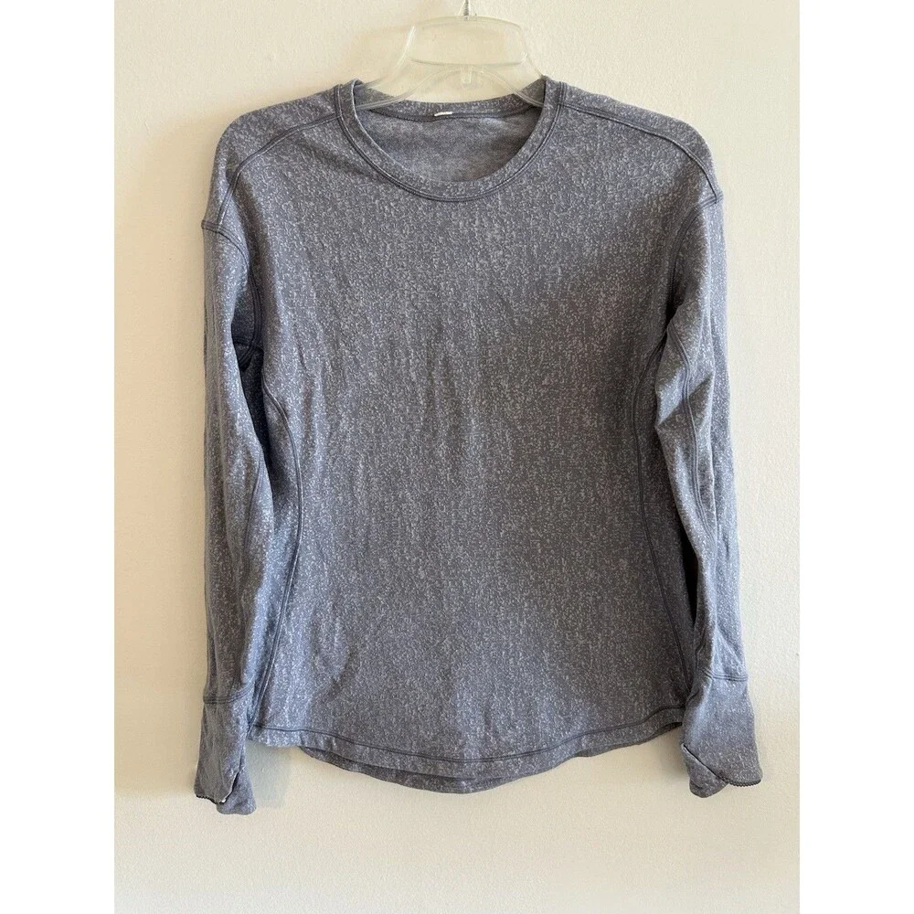 Lululemon Outrun Long Sleeve Running Luon Suited Jacquard Arctic Ice Grey Size 6